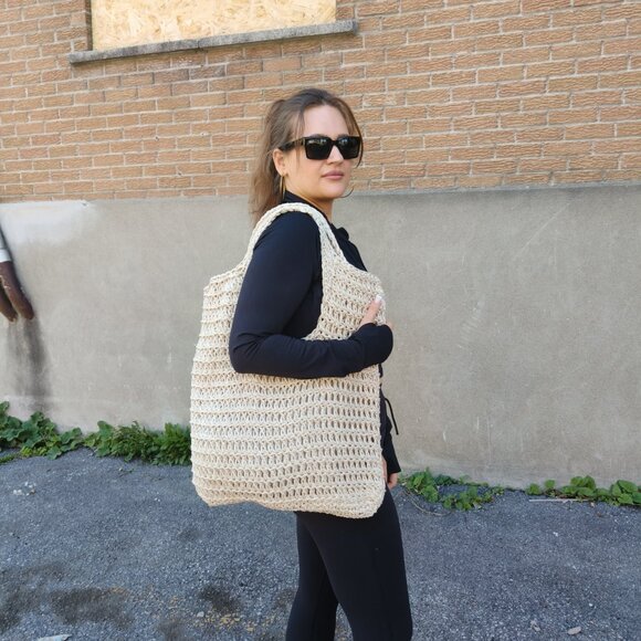 summer beach bag hand crocheted 100% cotton - Picture 6 of 6